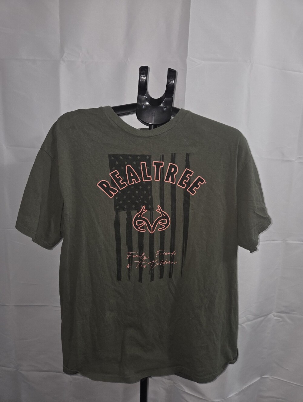 Realtree T Shirt 2XL Green Camo Logo Crew Graphic Short Sleeve